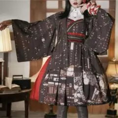 人間失格　赤茶色ジャンスカと羽織　和装コーデ　和ロリ　大正昭和　太宰治　ロリータ