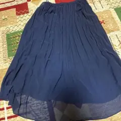 ネイビー プリーツ ロングスカート Lサイズのサムネイル