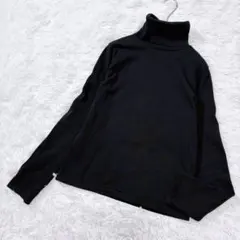 美品✨【アンタイトル】洗える　綿100% タートルネックニット 黒 M日本製