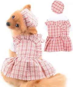 犬服 ワンピース 春夏 ドレス ペット服 小型犬 帽子付き 半袖 Sサイズ