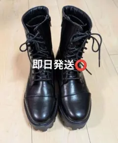 ☆4/30まで☆ ブラック 厚底レースアップブーツ