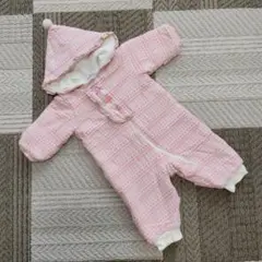 familiar フード付きジャンプスーツ　カバーオール 70cm ピンク