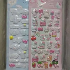 キャラクター立体シール（キティピンク、シナモン）2点セット