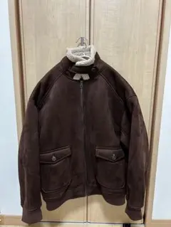 MONO-MART ボア襟付きフェイクムートン ミリタリーブルゾン