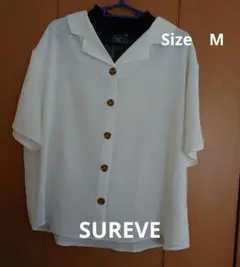 SUREVE レースレイヤード風 半袖シャツ ホワイト Mサイズのサムネイル