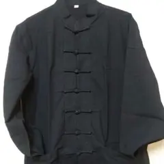 チャイナ服 カンフーシャツ メンズ レディース ブラック XL