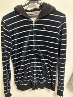 希少デザイン】ナイキ NIKE ボーダー ベロア生地 パーカー 入手困難