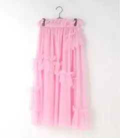 ピンク チュール ロングスカート