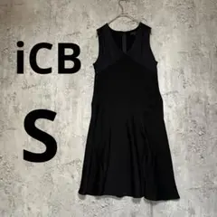 A513【iCB】黒のノースリーブAラインワンピース　S