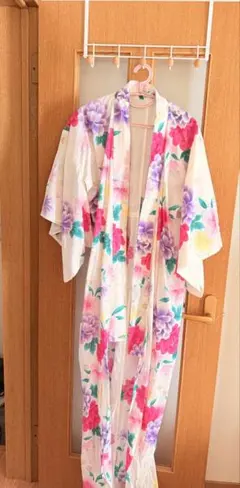 花柄 浴衣 白地