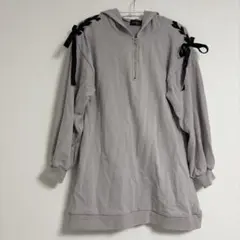 evelyn フード付きグレーカットソーワンピース