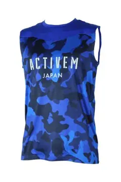 【新品】ActiveM アクティブーム ノースリーブシャツカモ柄 Rブルー L