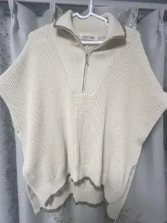DOUBLE NAME ハーフジップ ノースリーブ ニットのサムネイル