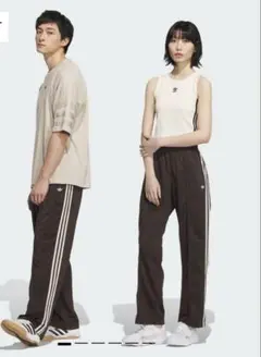 アディダス トラックパンツ レトロ ブラウン ジャージ ジェンダーニュートラル