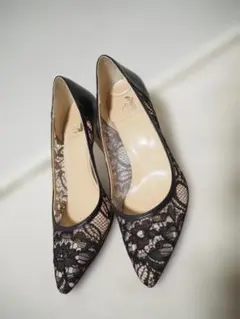 ブティックオーサキ　レース　レザー　パンプス　24.5cm