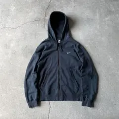 00s OLD NIKE ワンポイント スウォッシュ ジップパーカー ブラック