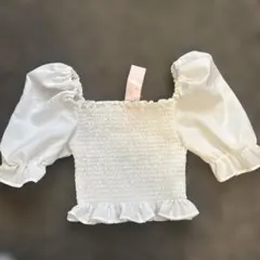 ホワイト シャーリング トップス 半袖