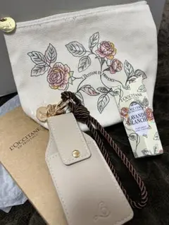 L'OCCITANE ハンドクリームホルダー、花柄ポーチとハンドクリーム10ml