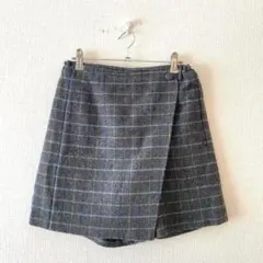 ☆【クミキョク】キュロット チェック 毛混 アジャスター ウエスト後ゴム 150