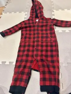 Ralph Lauren フード付きロンパース 12M 赤黒チェック