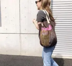 ludlow メッシュ トートバッグ ブラウン ピンクロゴ ラドロー