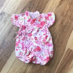 ベビー浴衣　ロンパース　花柄　フリル　甚兵衛
