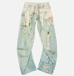 美品】acne studios トロンプルイユプリント ルーズフィットジーンズ