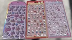 正規品 ハローキティー ボンボンドロップシール２種、コットンパフィシール１種