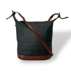 ポロラルフローレン　ショルダーバッグ　バケツ型　チェック柄　ロゴプレート　PVC