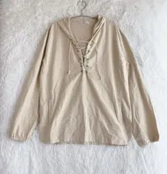 ベージュ フード付き アウターLサイズ スリット入りポケット付き