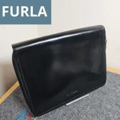 希少 FURLA レザー パスポートケースレザー マルチケース BLACKのサムネイル