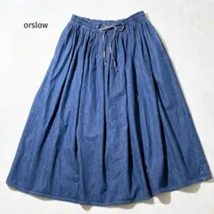 orslow オアスロウ　デニム ギャザー ロングスカート　インディゴ　ブルーのサムネイル