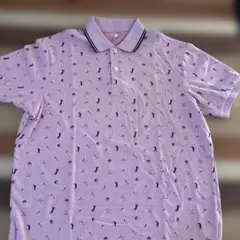 ゴルフモチーフ ピンクポロシャツ Lサイズ