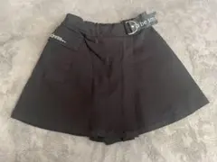 しまむら 黒 スカート風ショートパンツ 130cm ウエストベルト付き