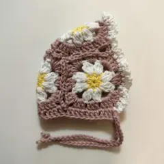 【ボンネット(くすみピンク)】にじぱぺ 10cm ぬい服