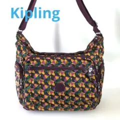 ⭐️美品⭐️ Kipling キプリング　大きめショルダーバッグ　マルチカラーのサムネイル