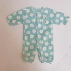 ウサギ刺繍 花柄ロンパース 50-60cm