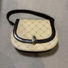 La Rose イタリア製　革ヴィンテージ　ハニカム柄ショルダーバッグ