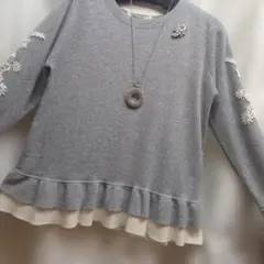 ライトグレーニットＡラインセーターサイズ42