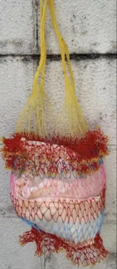 かわいいカラフルマルチカラー 魚網バック 海へキャンプへ 水濡OK 内袋無しのサムネイル