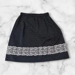 ✨良品✨ローラアシュレイ　ドット柄 裾レース フレアスカート 13号 LL