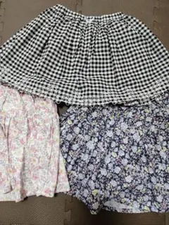 エニィファム　スカパン　 ギンガムチェック 花柄　130 さくらんぼ　美品