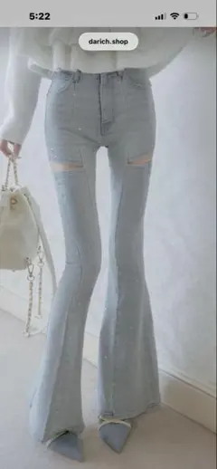 Darich ダーリッチ ドロップビジューフレアデニムパンツ - メルカリ