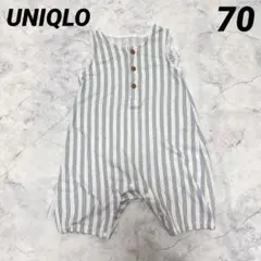 UNIQLO カバーオール ロンパース 70 現行品 ストライプ綿100