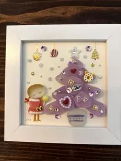 天然シーグラス クリスマスツリー 女の子 立体アート NO.101