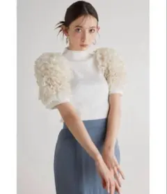 rienda ショルダーフリルニットトップス