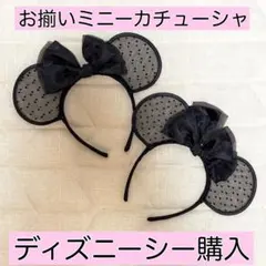 お揃い ミニーカチューシャ モノトーン　ディズニーシー購入 2点セット