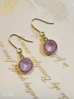 8㎜ラベンダーディライトスワロフスキーの一粒ピアス