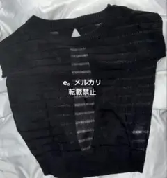 CECIL McBEE 春 夏 ニット トップス リボン ブラック 黒