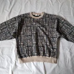 カットソー　トレーナー　長袖　グリーン✕ベージュ